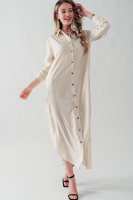 Elise Stripe Shirt Dress