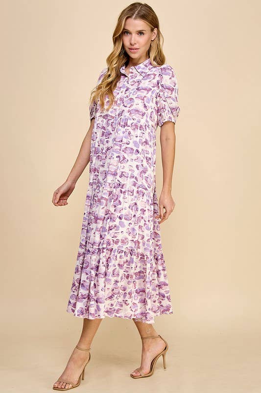 Lilac Collared Midi Dress