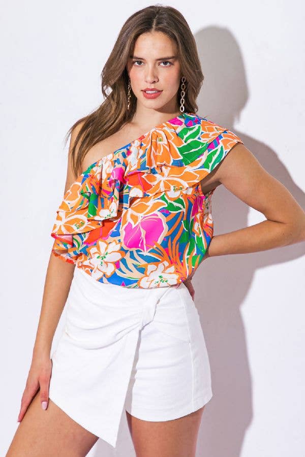 Floral One-shoulder Top