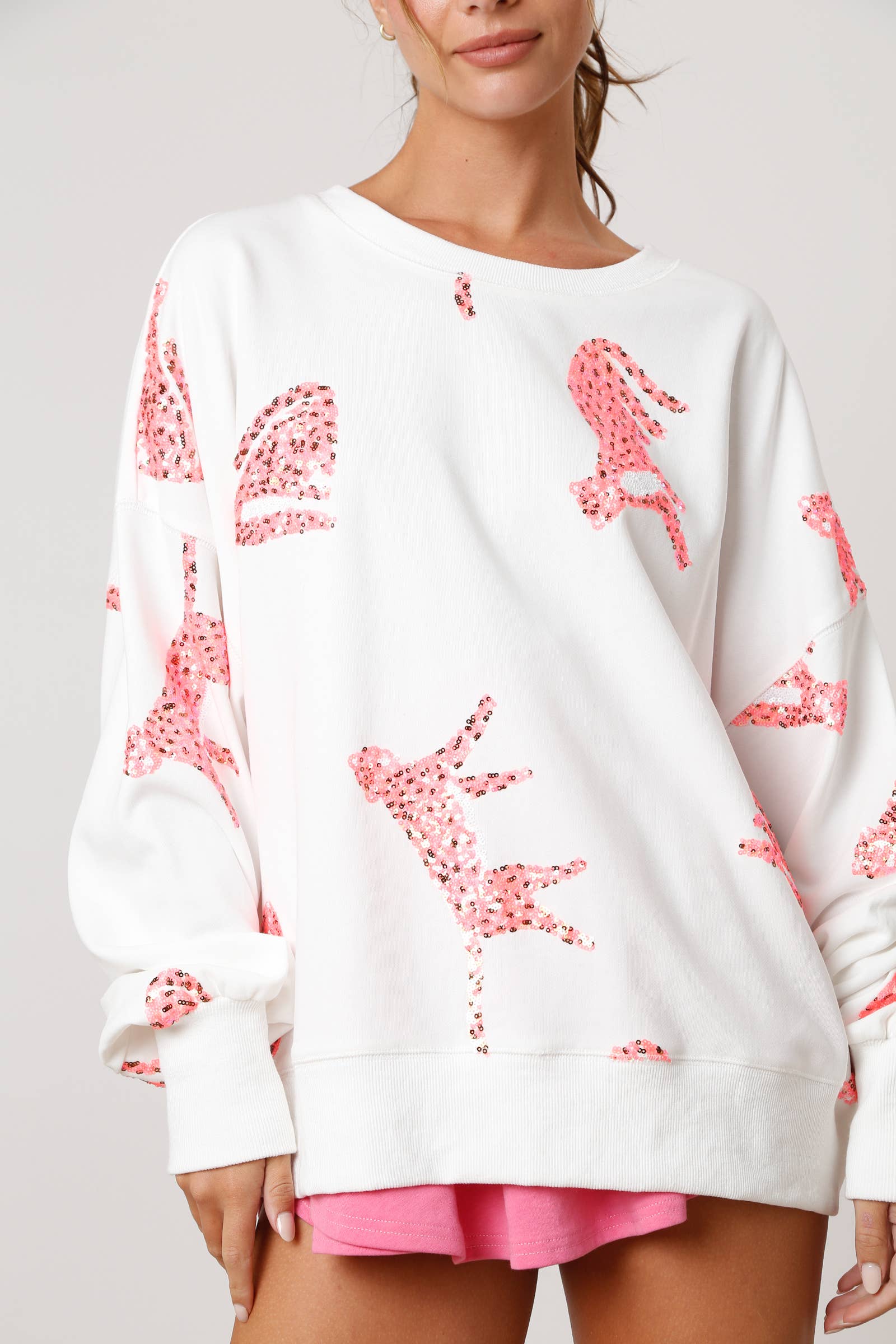 Sequin Cheetah Loose Fit Sweatshirt