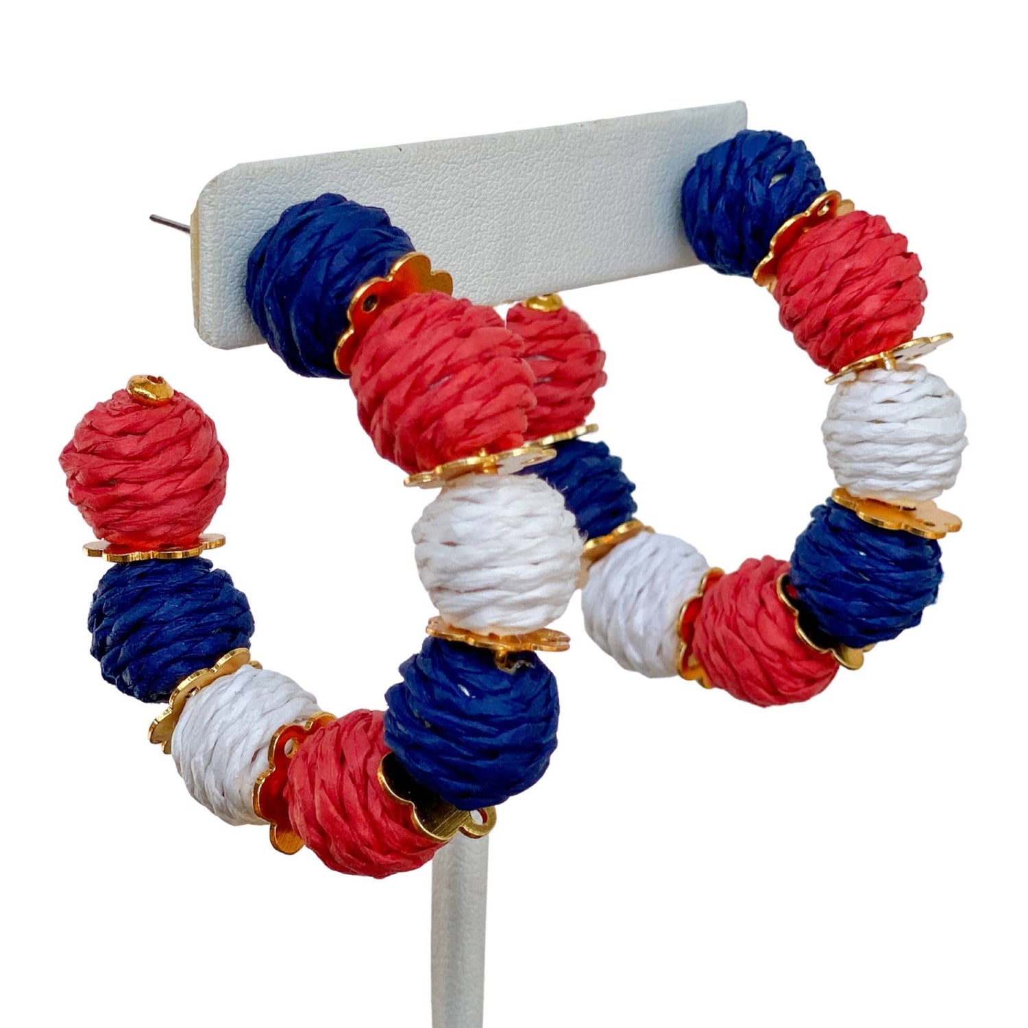 Americana Raffia Hoop Earrings