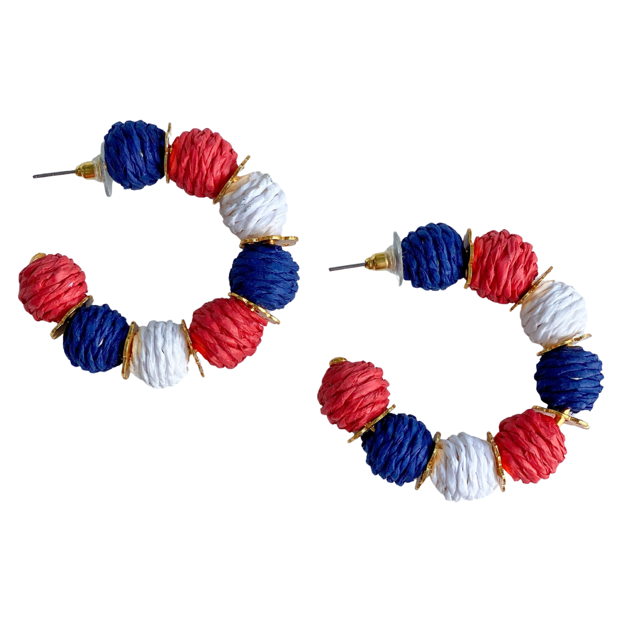 Americana Raffia Hoop Earrings