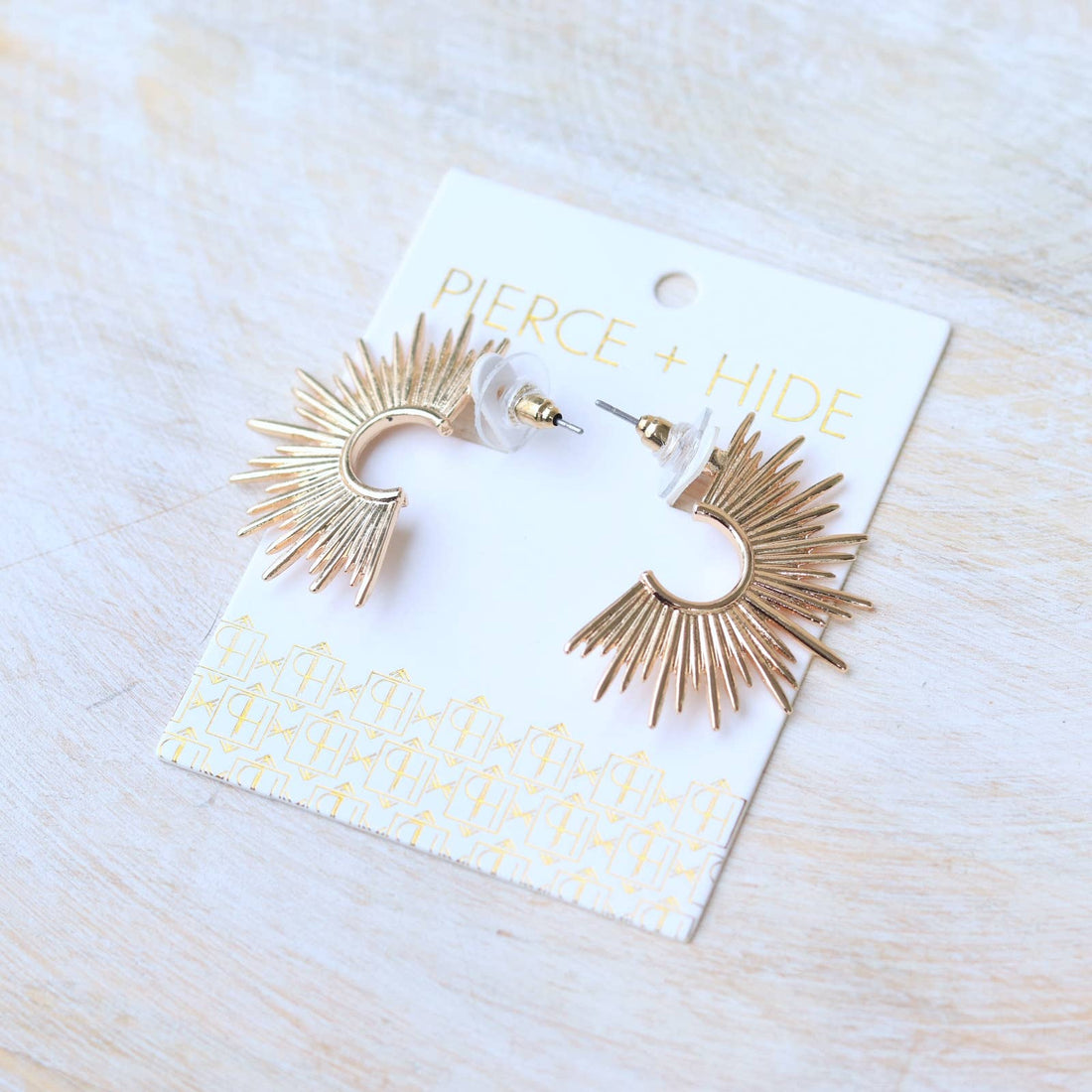 Gold Burst Hoop Earrings