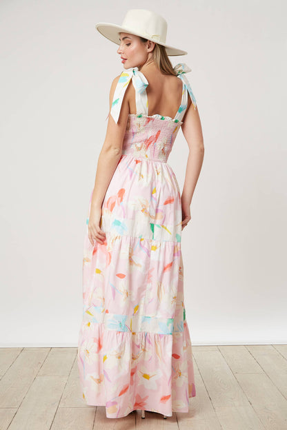 Floral Print Smocked Maxi Dress