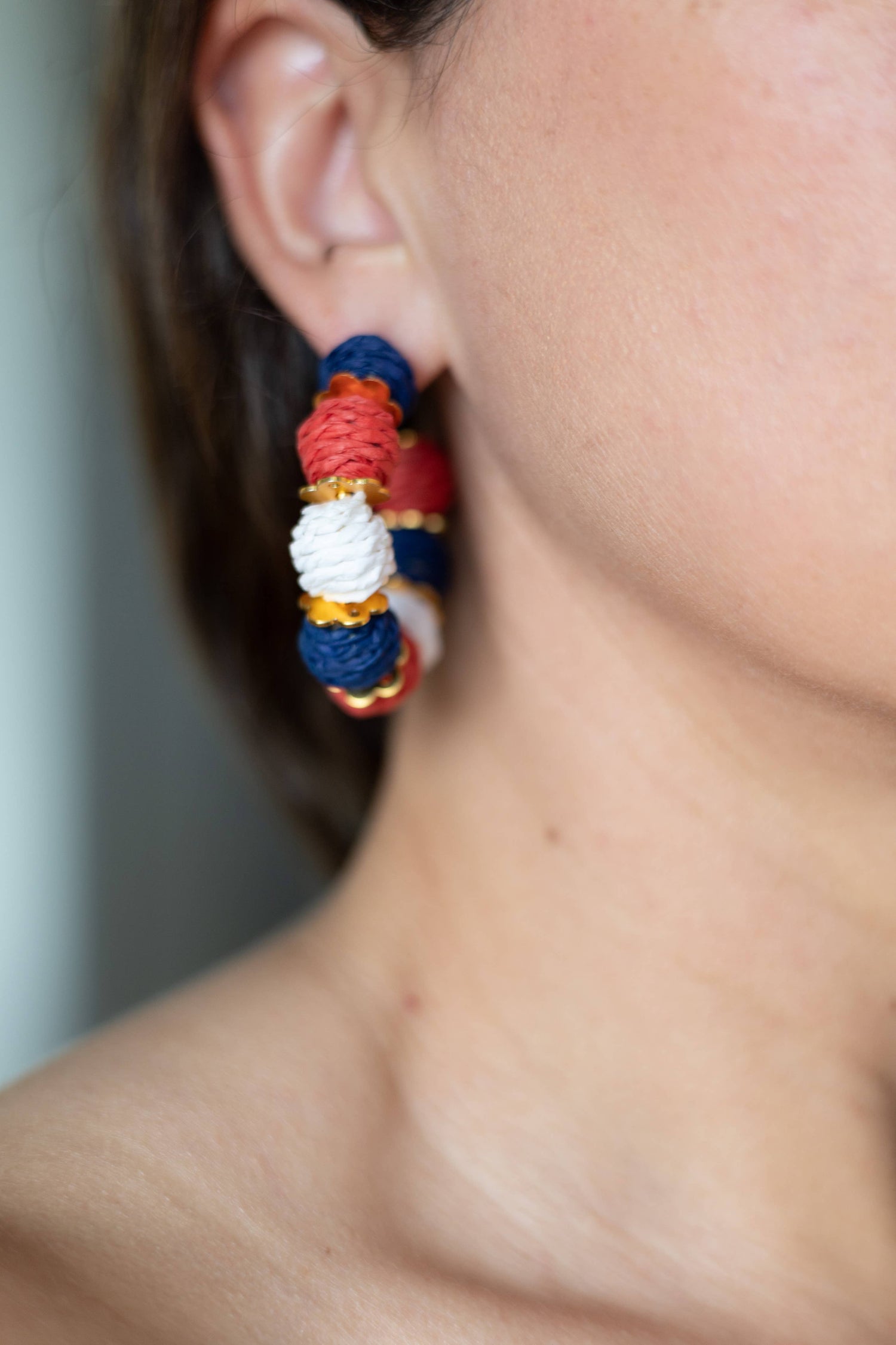 Americana Raffia Hoop Earrings