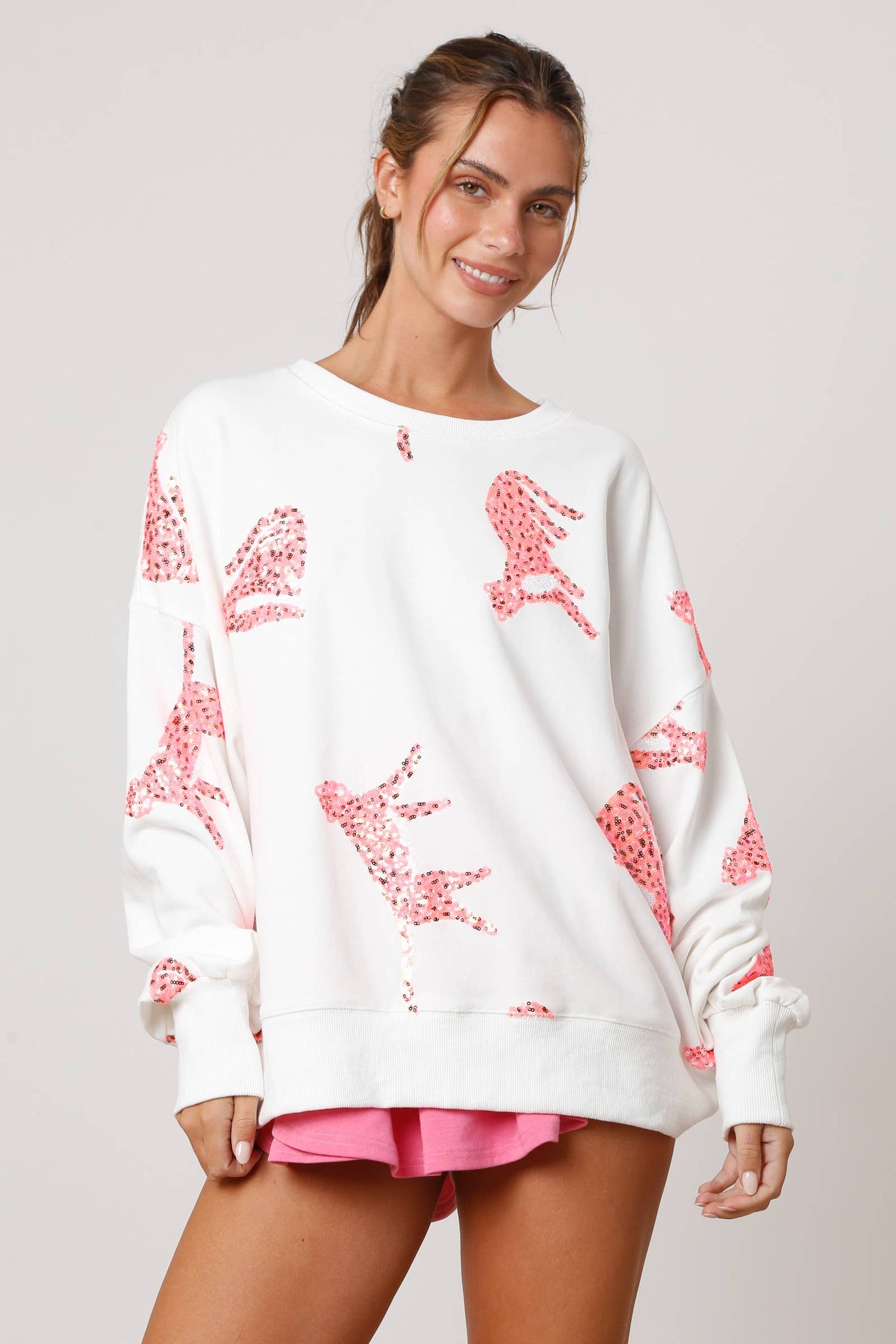 Sequin Cheetah Loose Fit Sweatshirt