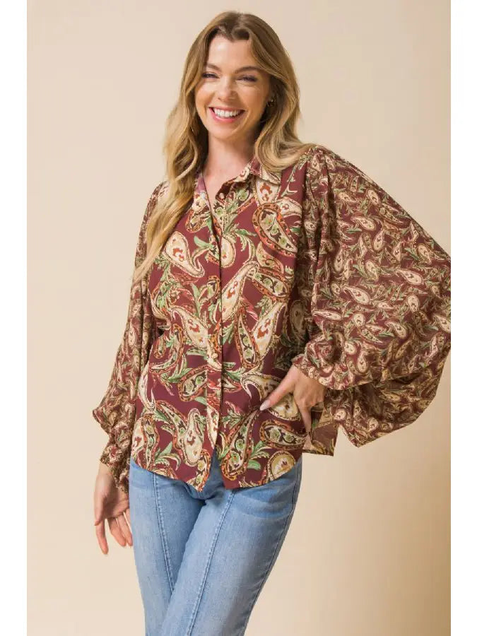 Paisley Printed Woven Top