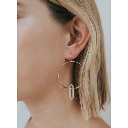 Clear Quartz Hoops