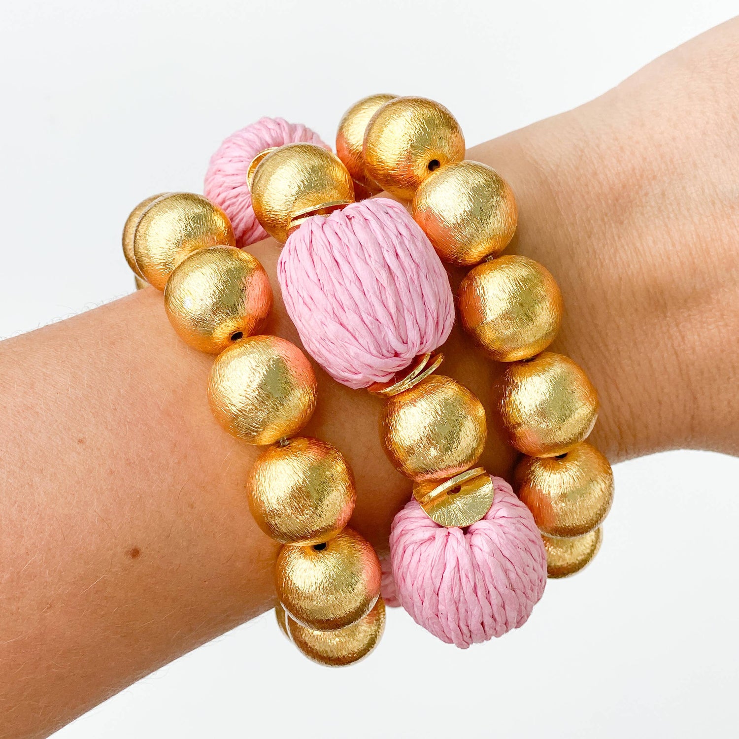 Candace Bracelet - Pink Raffia