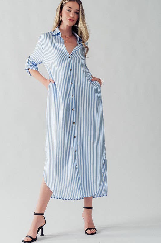 Elise Stripe Shirt Dress