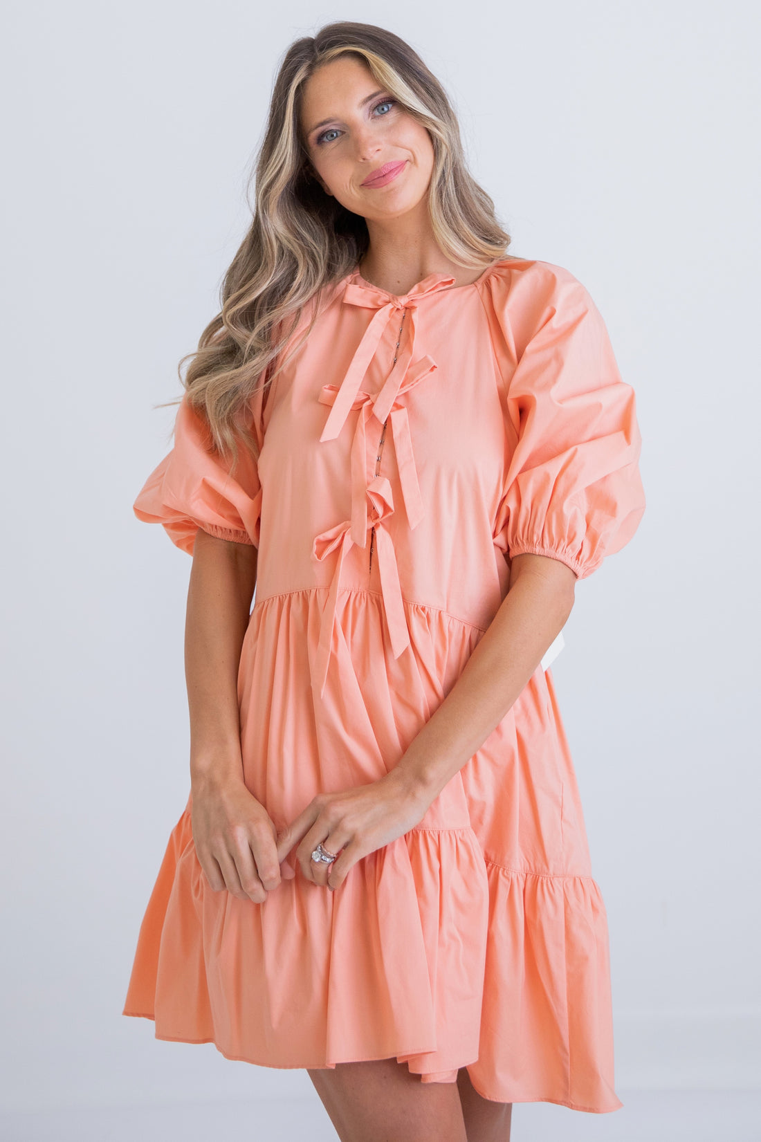 Solid Bow Poplin Dress