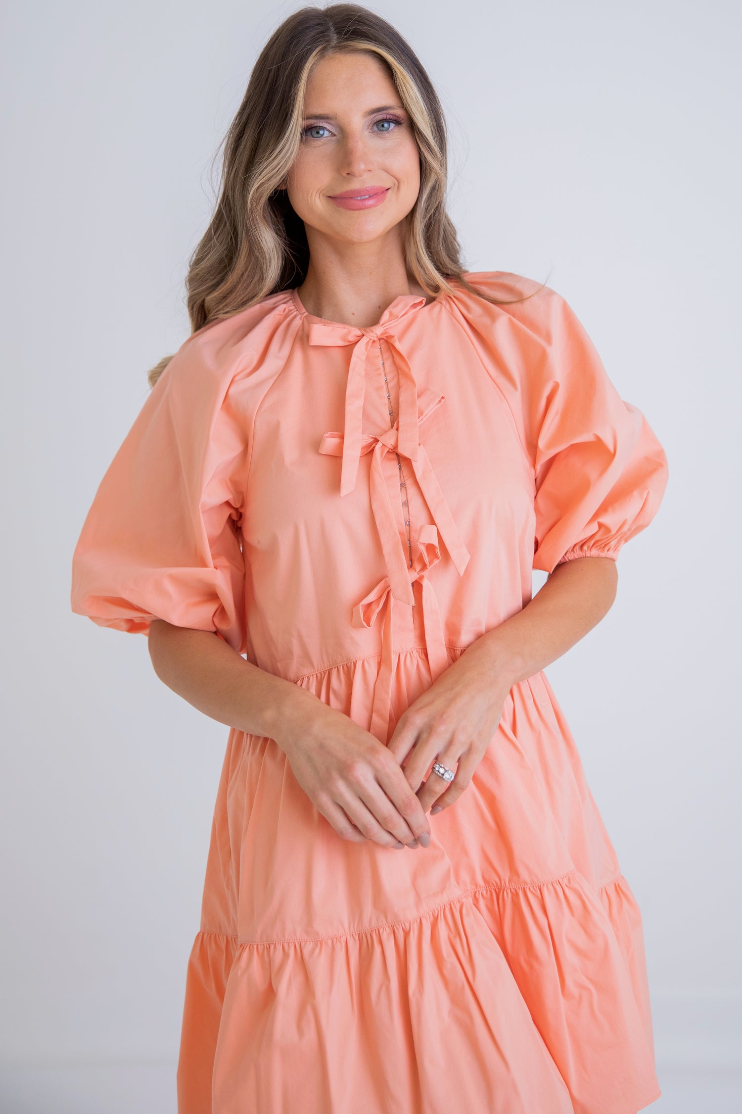 Solid Bow Poplin Dress