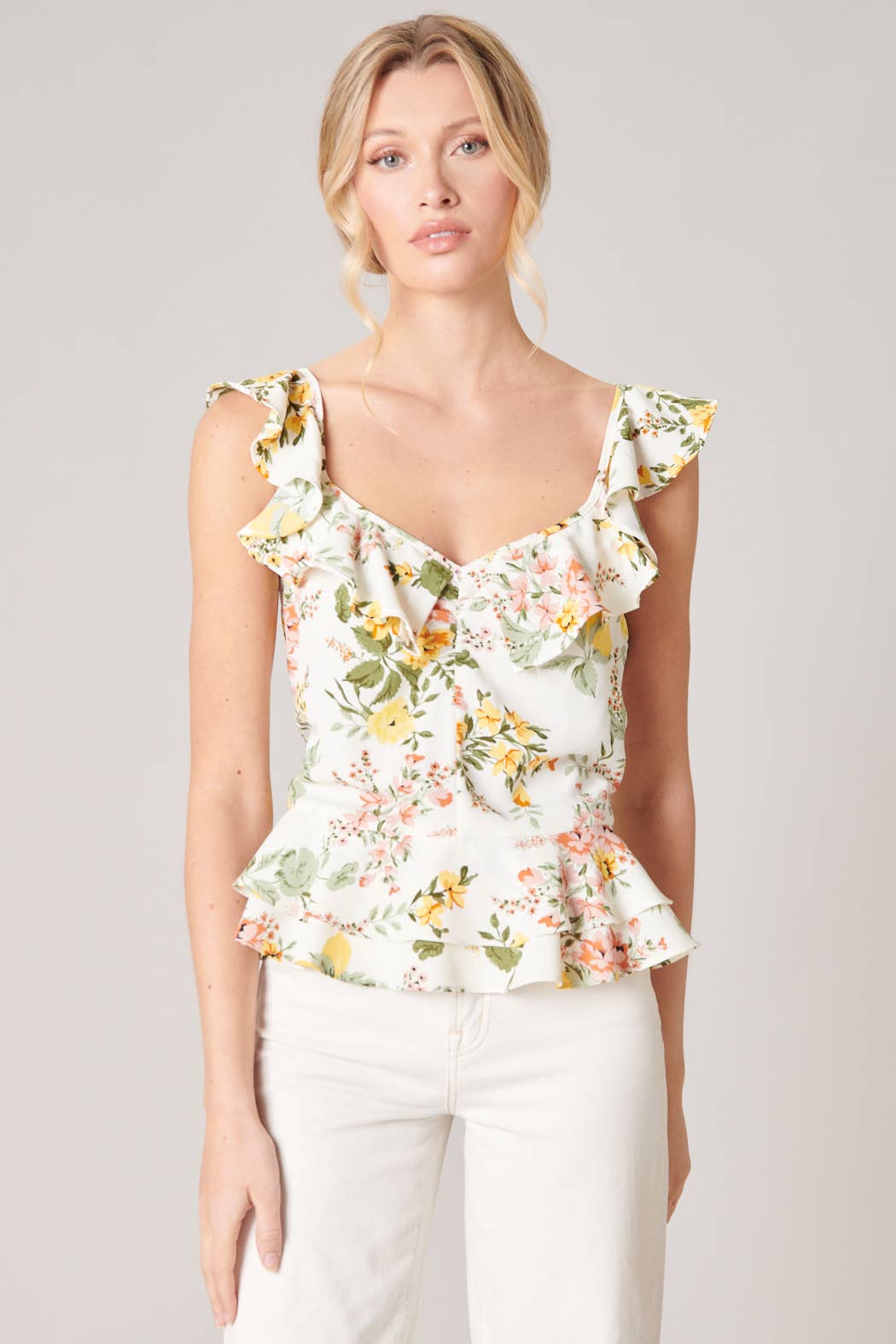 Floral Ruffle Top